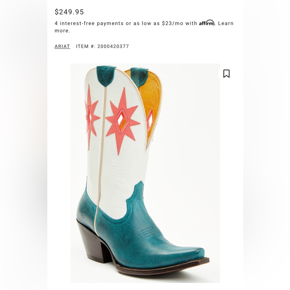 Ariar starlight western boots NWT